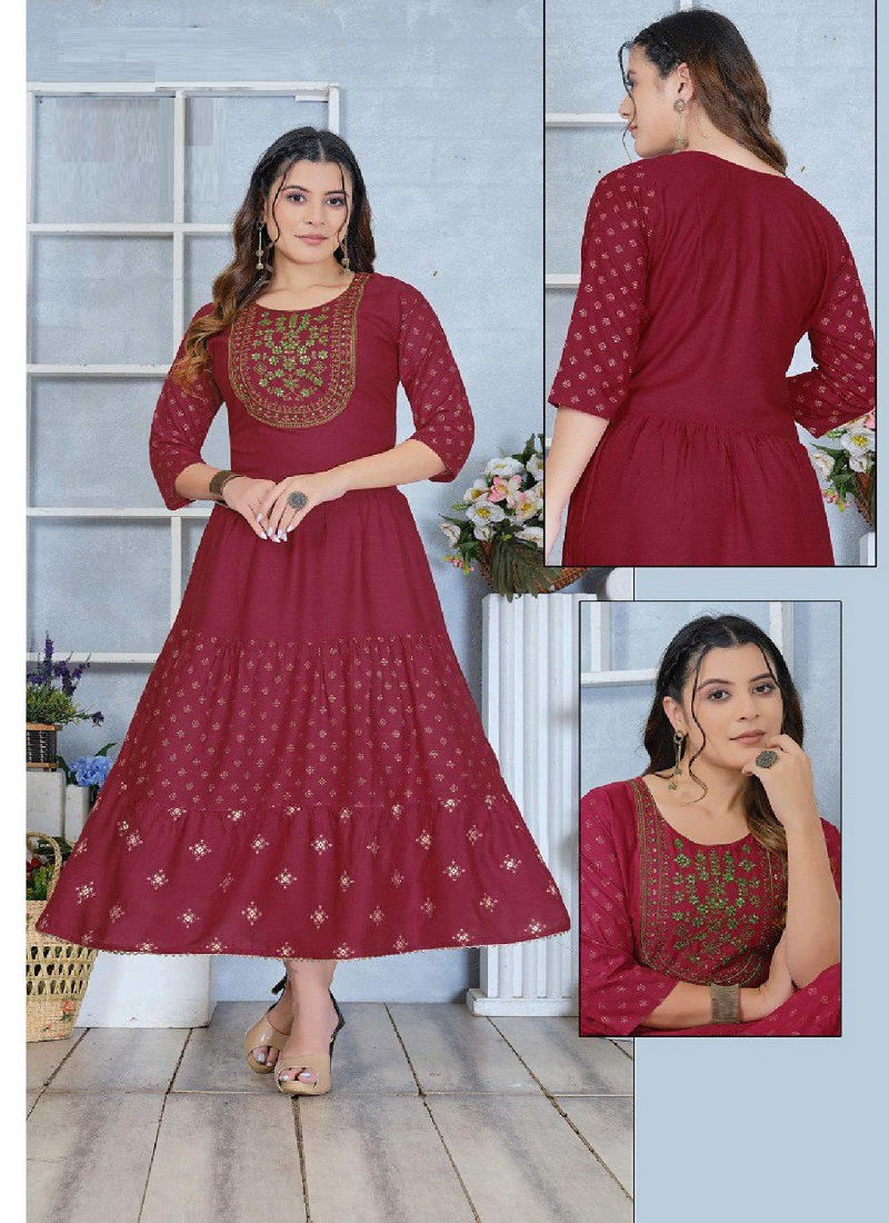 Golden Roshni  Printed Designer Wholesale Anarkali Kurti Catalog
